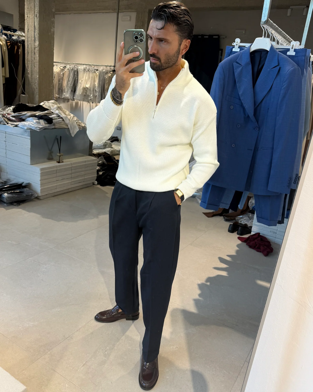 Suéter de punto liso para hombre