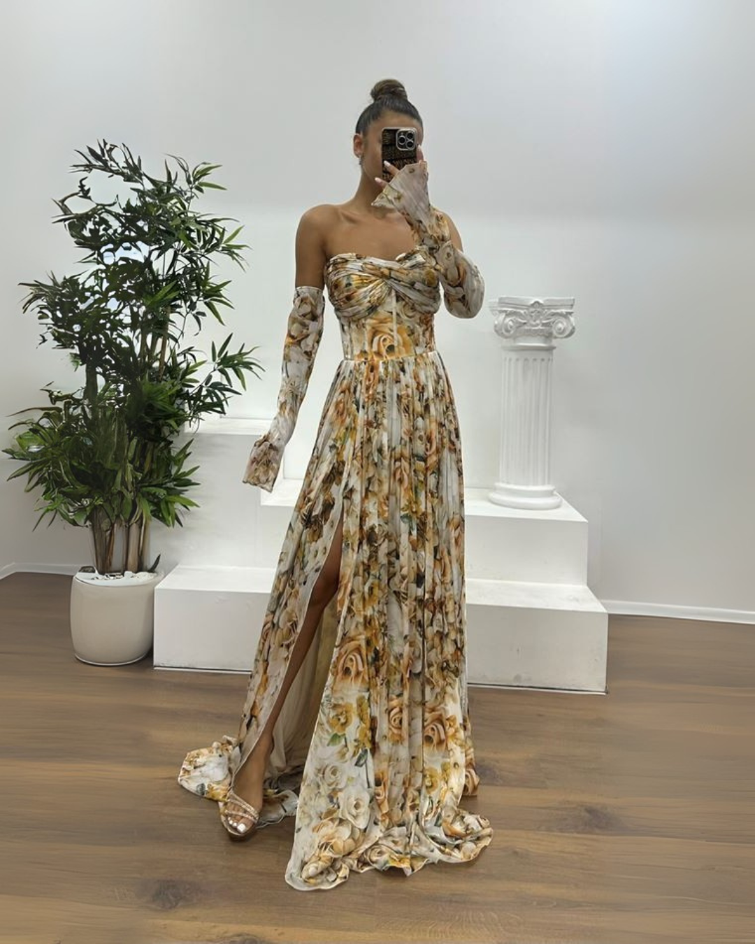 Vestido largo elgante con estampado sutil®