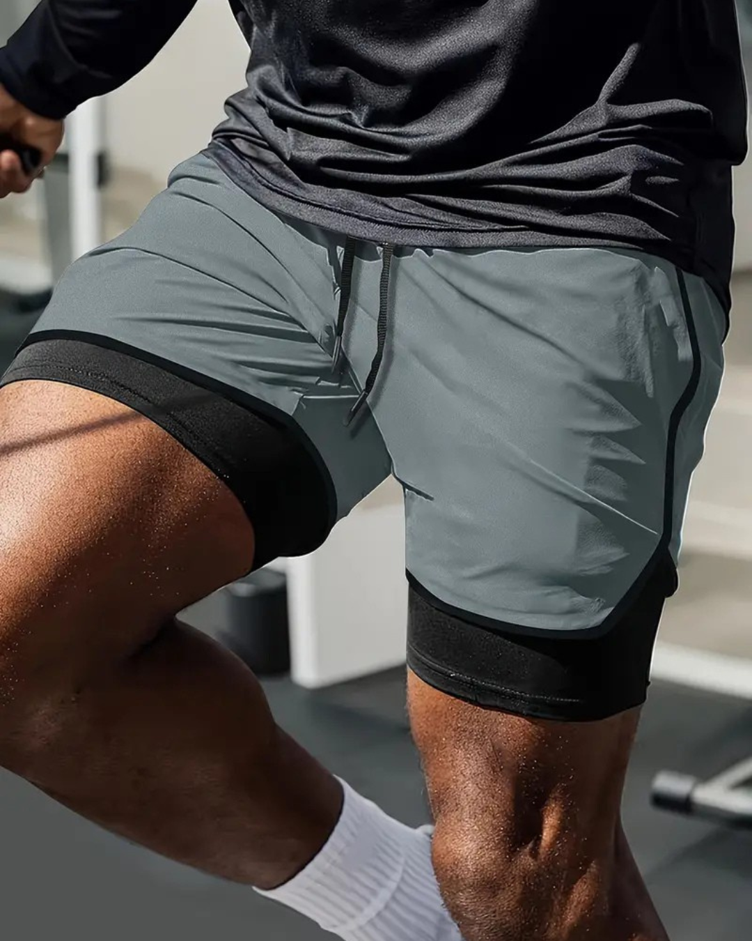 Pantalones cortos con leggings de compresión para hombre