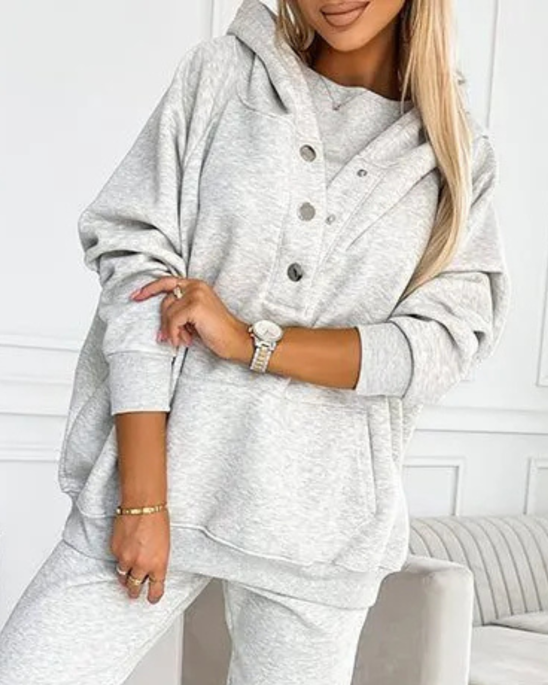 Sudadera deportiva informal con capucha para mujer