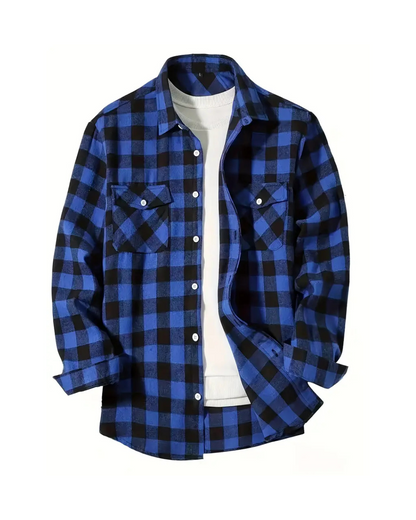 Camisa manga larga con diseño a cuadros para hombre