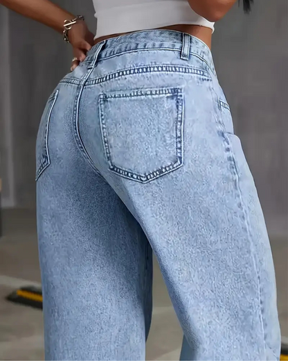 Jeans rectos de pierna ancha para mujer con estilo clasico
