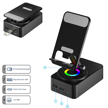 Soporte para Teléfono con Altavoz Bluetooth Inalámbrico®