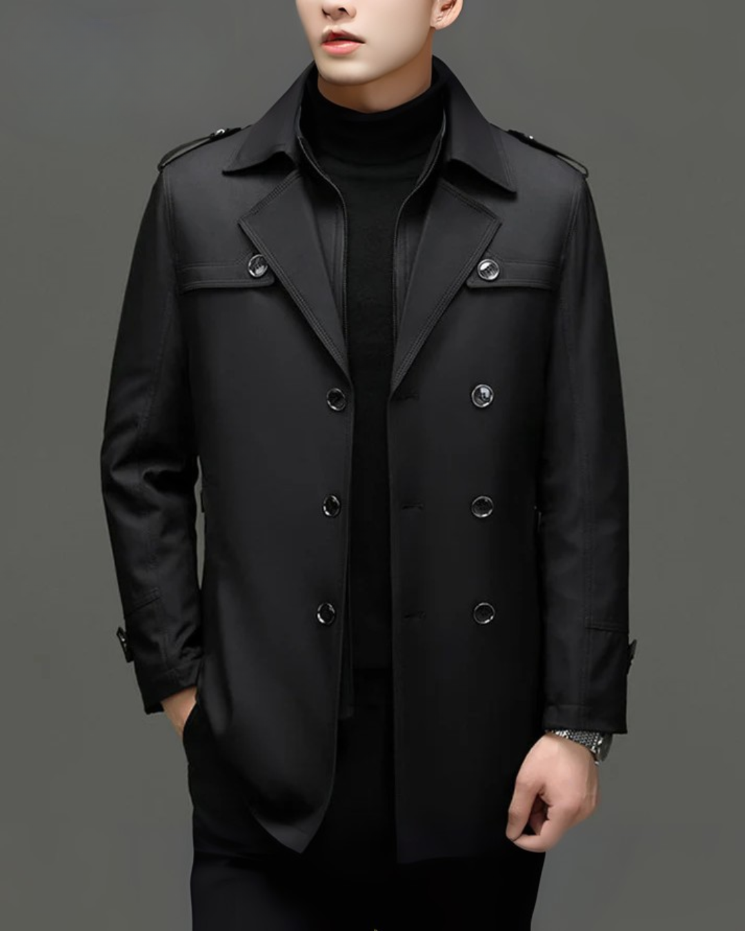 Chaqueta Clásica de Longitud Media con Forro Desmontable para Hombre