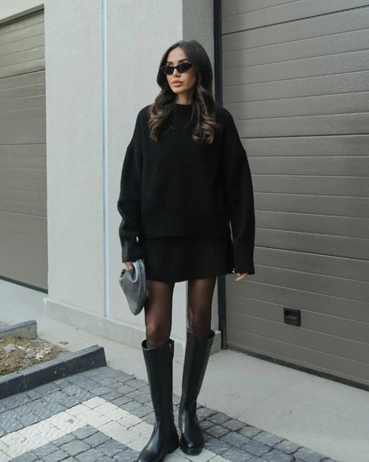 Conjunto de Dos Piezas de Suéter y Falda con Punto Suave