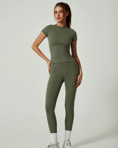 Conjunto de leggings y camiseta sin costuras para mujer