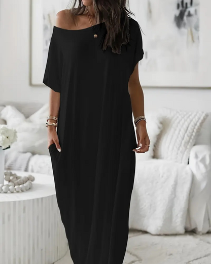 Vestido Holgado de Hombros Caídos Para Mujer