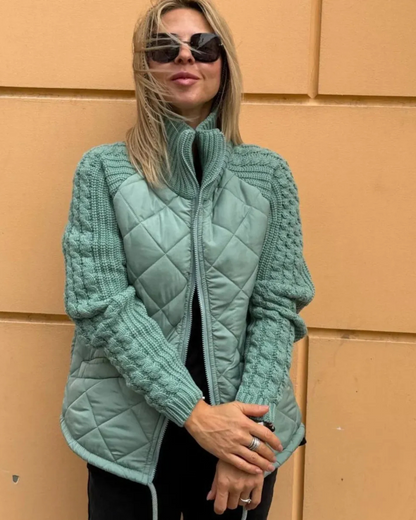 Abrigo de manga larga casual con ajuste de cremallera para mujer