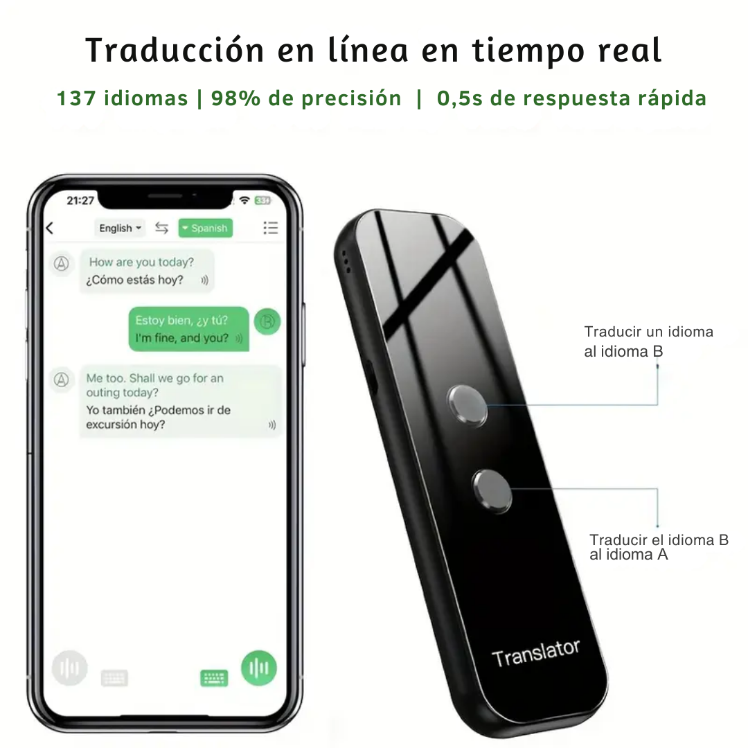 Traductor de Idiomas Portátil ten una Comunicación Instantánea en Viajes y Negocios®