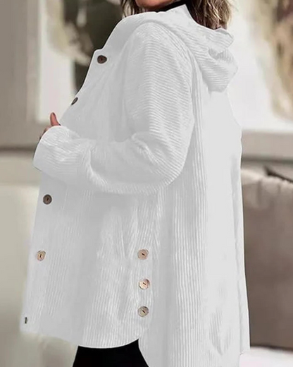 Sueter para mujer con ajuste de botones y capucha