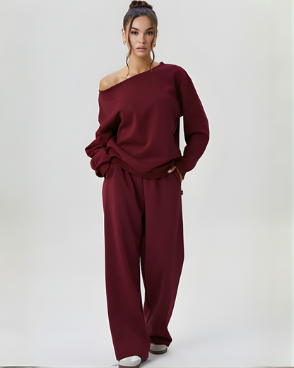 Conjunto Holgado de Dos Piezas con Tejido Suave para Mujer