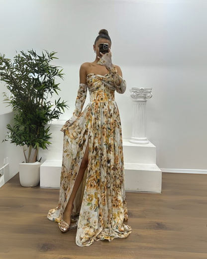 Vestido largo elgante con estampado sutil®