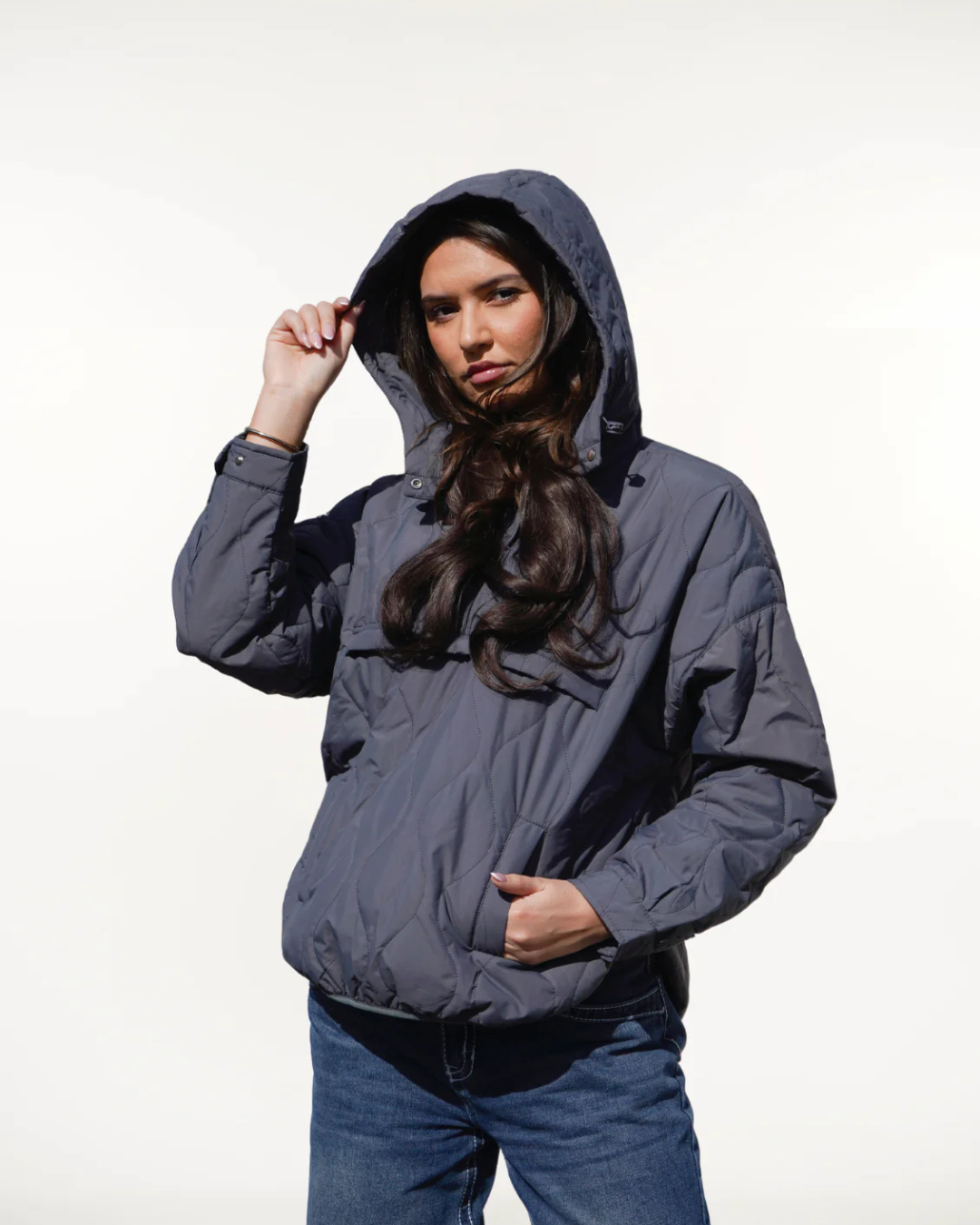Abrigo con capucha acolchada plegable e impermeable Para Mujer