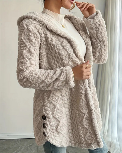 Abrigo con capucha larga para mujer