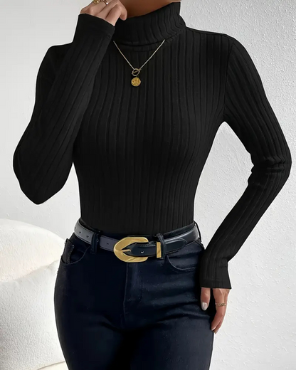 Sueter de cuello alto y manga larga para mujer