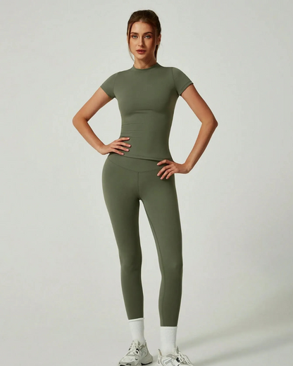 Conjunto de leggings y camiseta sin costuras para mujer