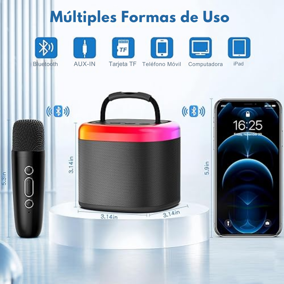 Sistema de Karaoke Portátil Inalámbrico con Altavoz Bluetooth®
