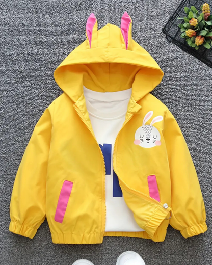 Abrigo ligero para niñas con diseño de capucha y estampado animado®