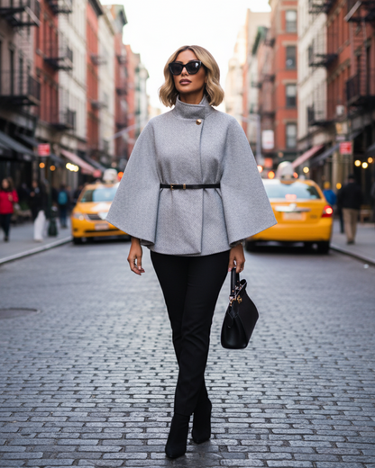 Abrigo elegante con cinturón para mujer