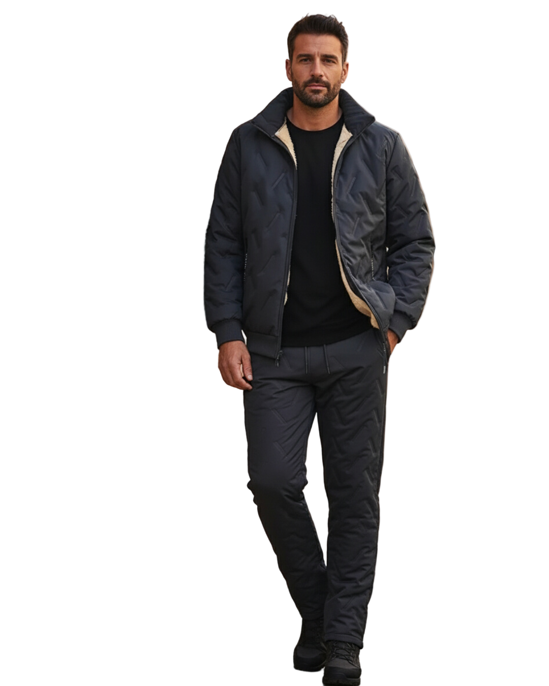 Conjunto Casual de 2 Piezas con Forro Polar para Hombre