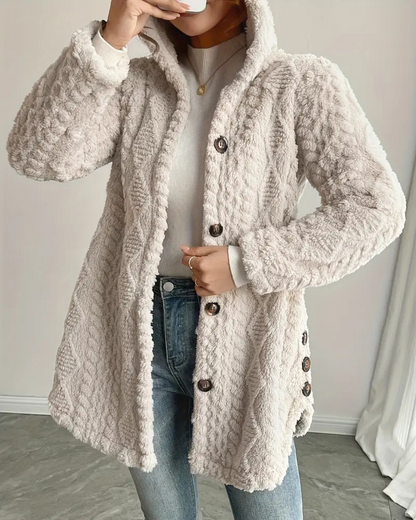 Abrigo con capucha larga para mujer