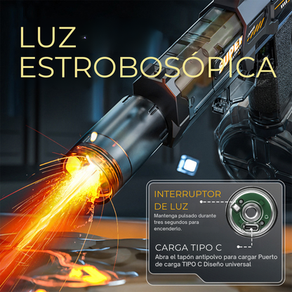 Pistola de gel eléctrica recargable con luces led