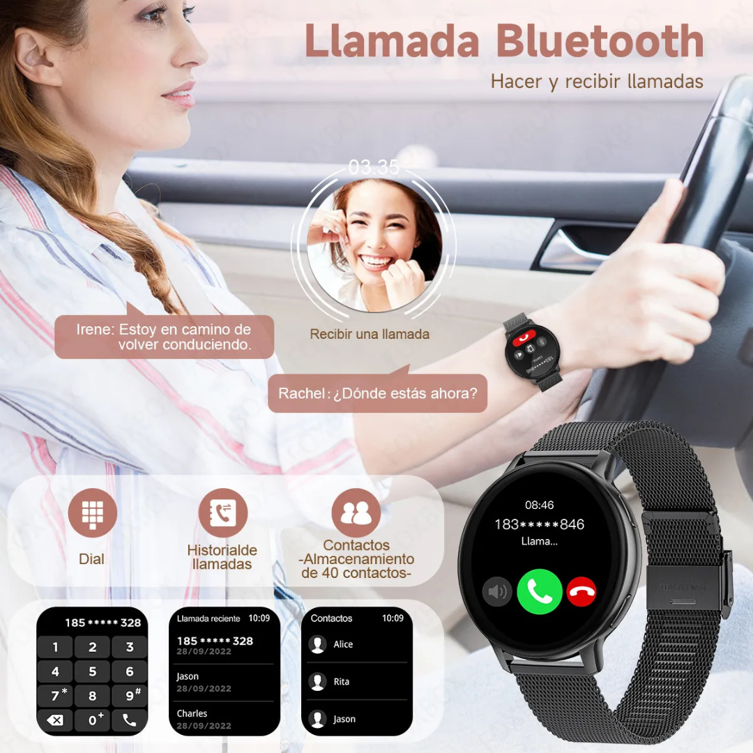 Smart watch con correa de malla de acero inoxidable tejida®