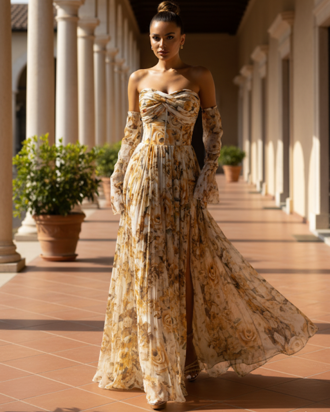 Vestido largo elgante con estampado sutil®