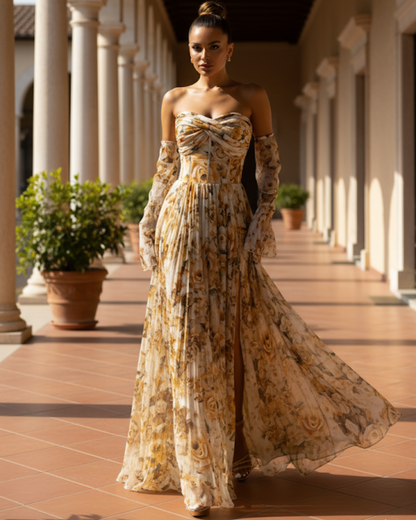 Vestido largo elgante con estampado sutil®