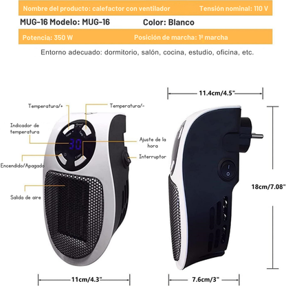 Calefactor y Ventilador Personal Inteligente 2 en 1