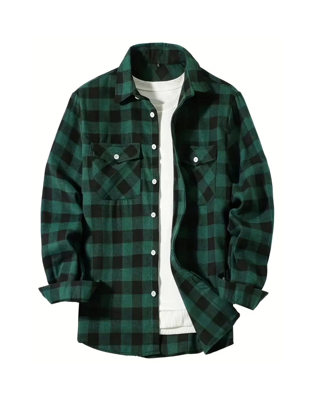 Camisa manga larga con diseño a cuadros para hombre