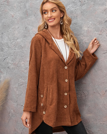 Sueter para mujer con ajuste de botones y capucha