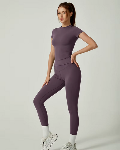 Conjunto de leggings y camiseta sin costuras para mujer