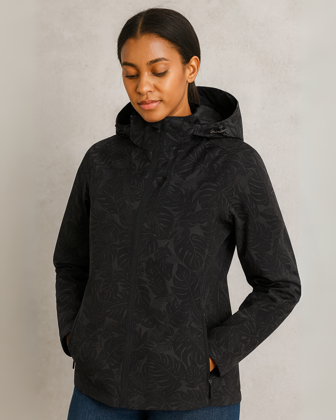 Chaqueta con Capucha Extraíble y Estampado para Mujer