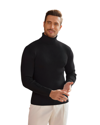 Suéter de Cuello Alto de Punto Acanalado Para Hombre®