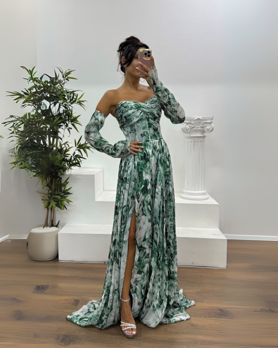 Vestido largo elgante con estampado sutil®