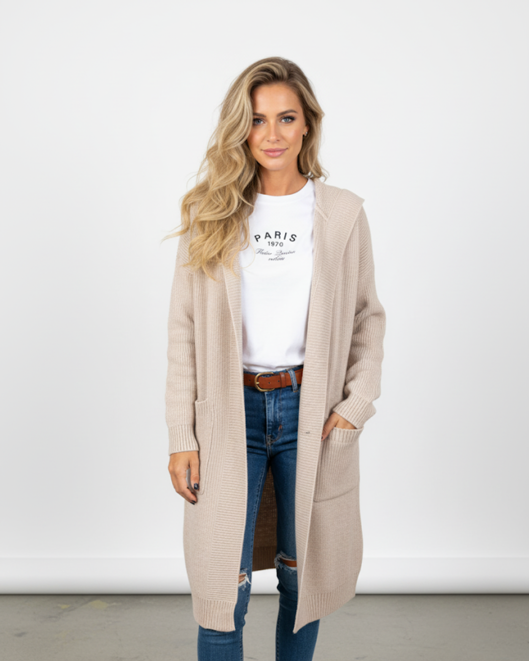 Abrigo de punto largo y acogedor para mujer®