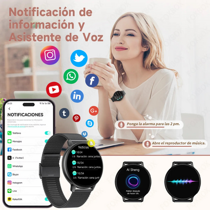 Smart watch con correa de malla de acero inoxidable tejida®