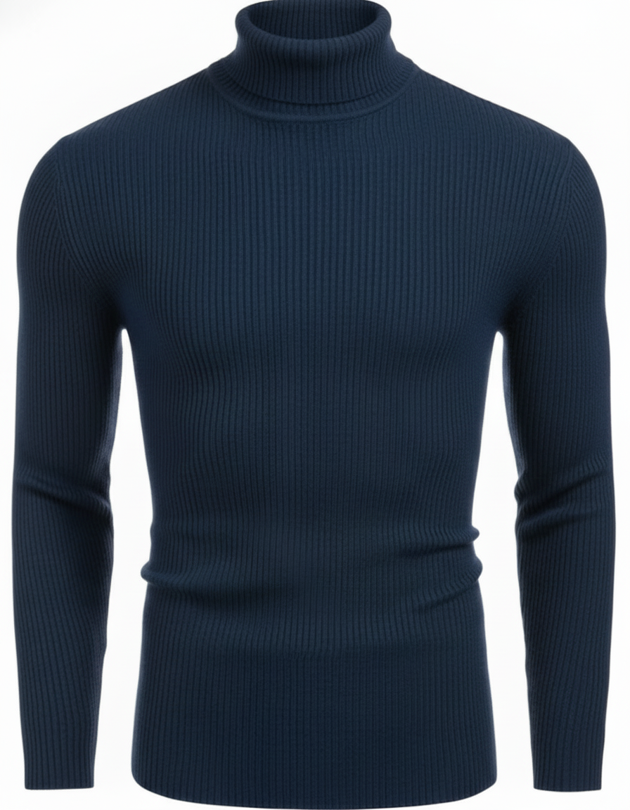 Suéter de Cuello Alto de Punto Acanalado Para Hombre®