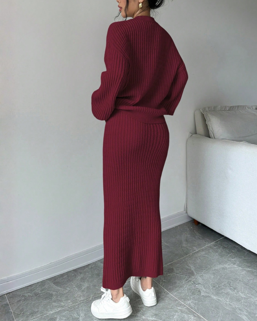 Set 2 Piezas Suéter de Manga Larga + Falda Casual – Estilo Cómodo & Elegante®