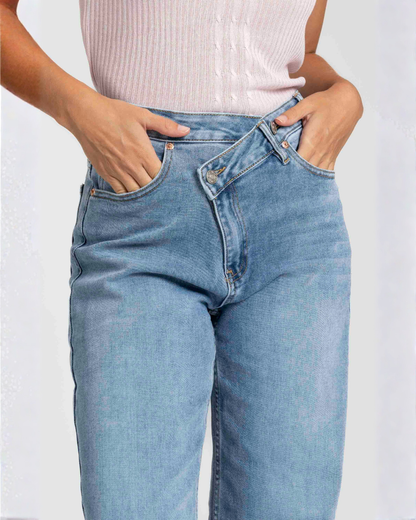 Vaqueros rectos de cintura alta para mujer