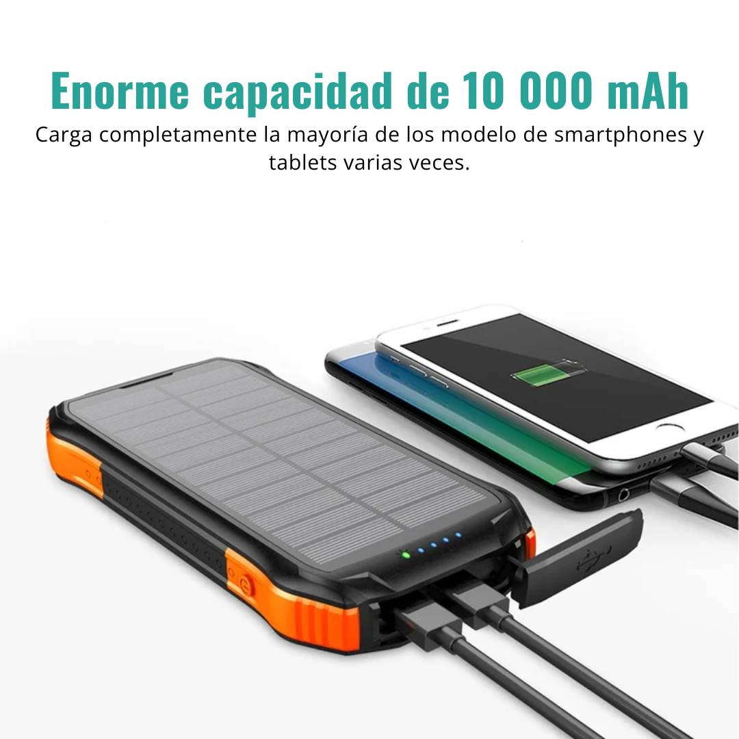 Power Bank Solar de 10.000 mAh resistente al agua y a los golpes