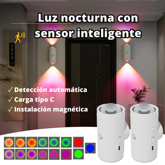 Luminaria led magnética con sensor de movimiento para interiores y exteriores